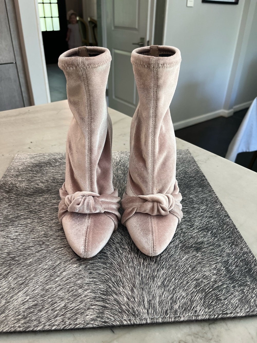 Cream suede booties